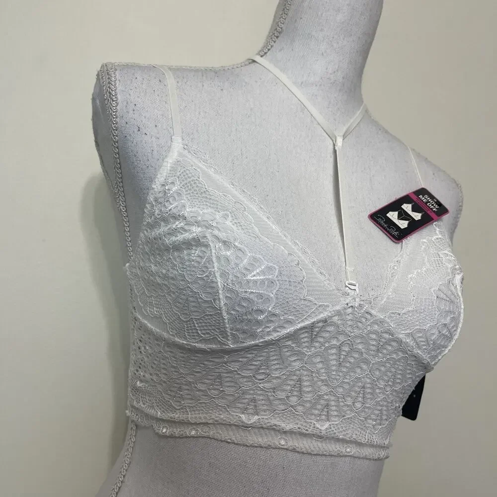 Long Line Lace Choker Sexy Bra Lingerie Lace Bralette 2 Pack Small‎ Pink & White